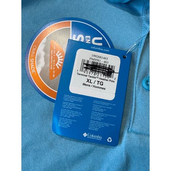 Columbia PFG Men's Polo/Golf collared shirt; size XL; Blue; UPF 50; NEW! - Picture 6 of 10